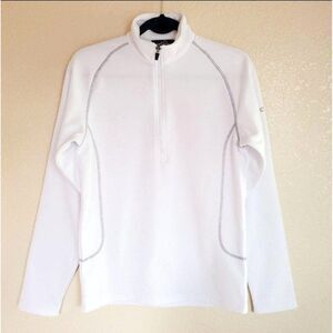 Eddie Bauer Womens Sweatshirt White XS 1/4 Zip-Up Fleece Pullover